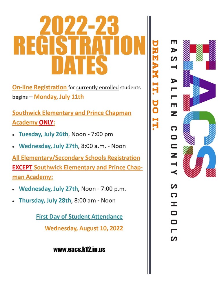 EACS Registration Dates