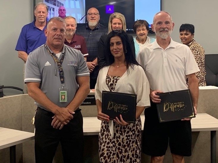 EACC/EAAS Head Custodian, Radi Butler, was invited to the EACS Board Meeting to recieve her and Brian Gerardot's recognition plaques  for this years Outstanding Building award!