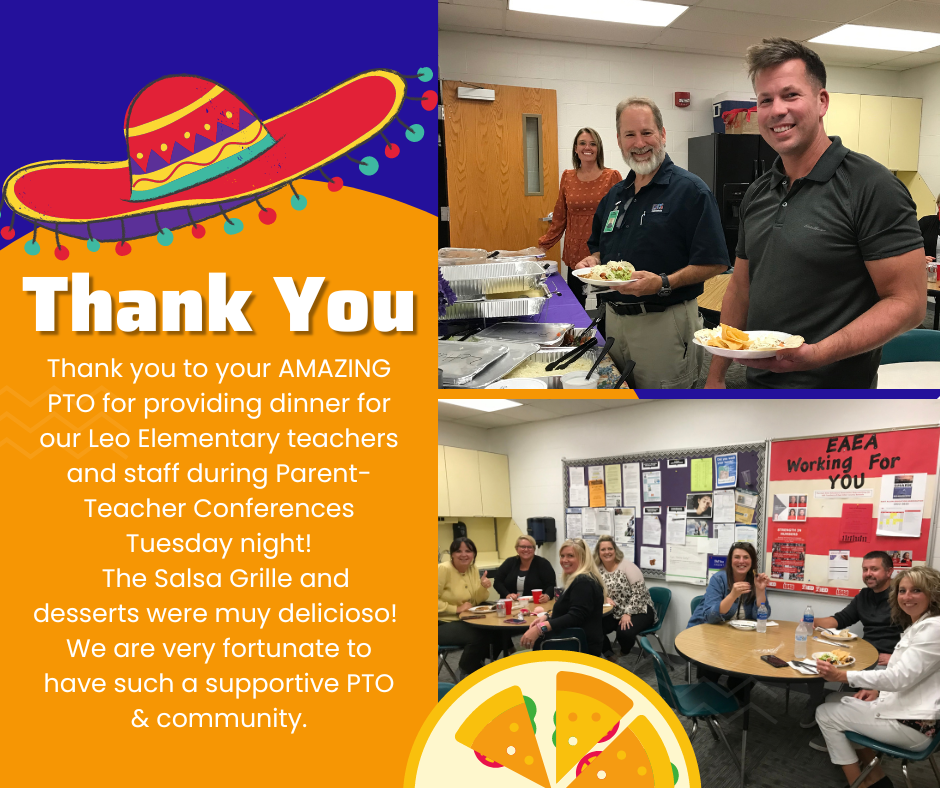 Thank you to PTO for dinner on 9/27/22