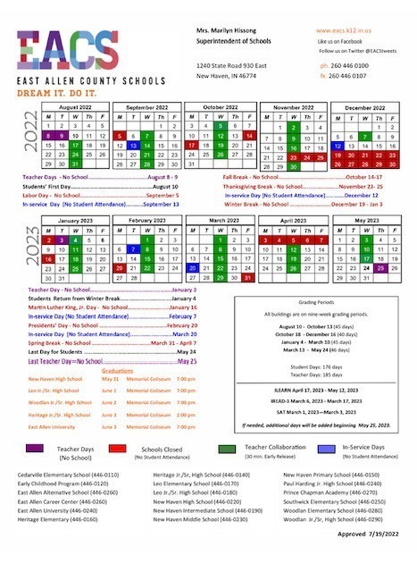 EACS District Calendar New Haven Intermediate